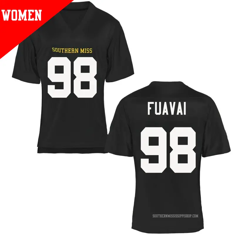 Women s 98 Iliyas Fuavai Southern Miss Golden Eagles Replica Black Football Jersey